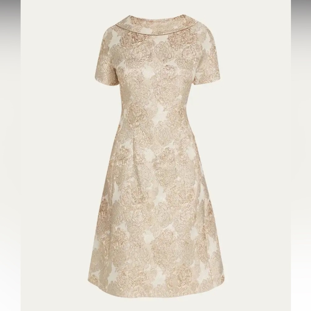 Rickie Freeman for Teri Jon floral jacquard fit and flare midi dress
